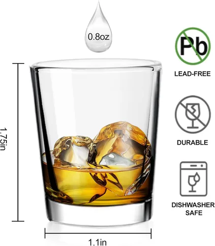 Vista 2 de Vaso de chupito, mini vasos de chupito de 0.8 onzas con base pesada, juego de 2 vasos de chupito pequeño, vasos medicinales reutilizables