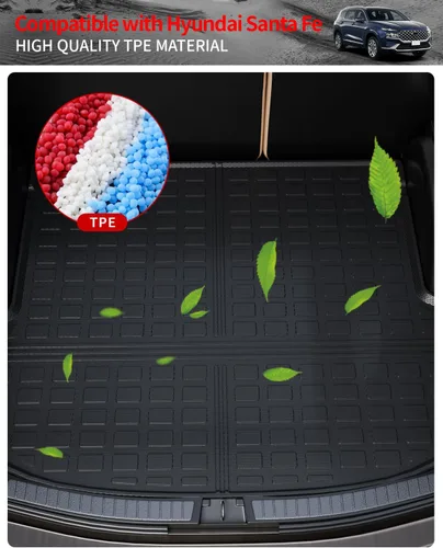 Vista 6 de Tapete de carga compatible con Hyundai Santa Fe 5 asientos 2021-2023, tapete de carga para maletero, TPE para todo tipo de clima, accesorios