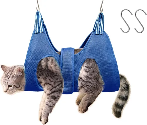 Hamaca de aseo para gatos y perros con cinturón de seguridad para cortar uñas, aseo, bolsa de baño para gatos para recortar uñas de gato, bolsa de