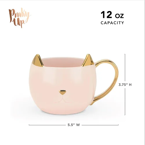 Vista 4 de Pinky Up Chloe Cat - Taza de café de cerámica, tazas de té, tazas de viaje para capuchino, café con leche, chocolate caliente, leche, té de hierbas