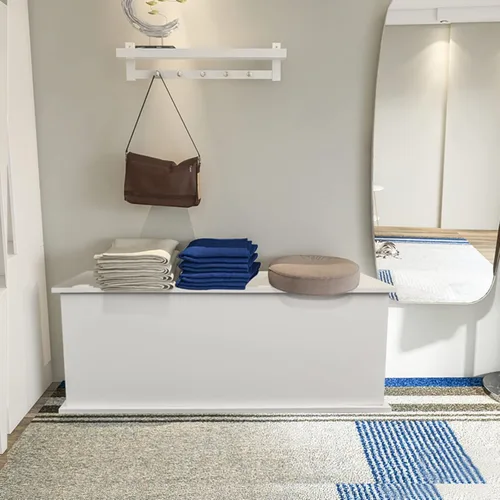 Vista 3 de Baúl de almacenamiento - Baúl de juguete para niños con tapa abatible baúl de almacenamiento grande con 2 bisagras de seguridad organizador de caja