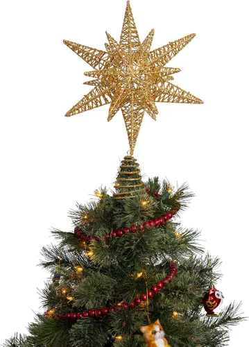 Vista 2 de Ornativity Guirnalda de Navidad de madera, decoración de árbol de Navidad con cuentas de madera rústica, guirnalda de cuentas, decoración navideña