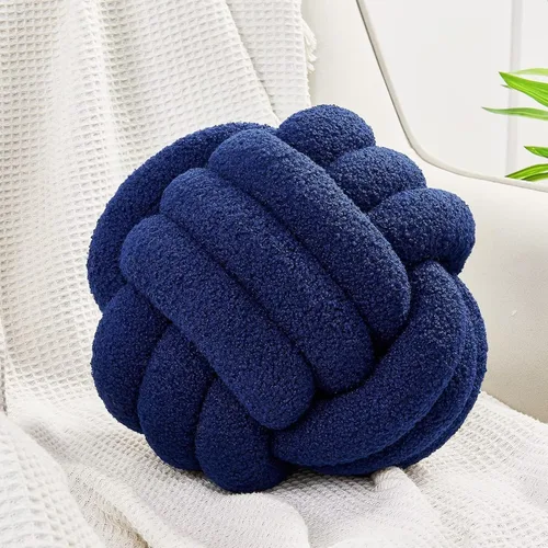Vista 27 de Uvvyui Bola de almohada de nudo, almohadas decorativas suaves para el hogar, almohada decorativa redonda, almohada de felpa anudada hecha a mano