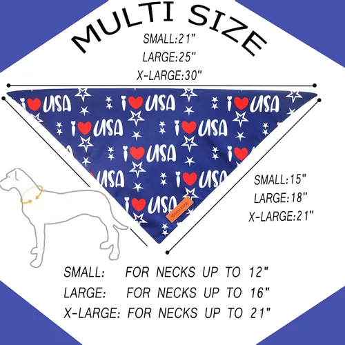 Vista 2 de Realeaf Bandanas para perros del 4 de julio, 2 unidades, triangular, reversible, bandera estadounidense, bufanda patriótica para niños y niñas, tela