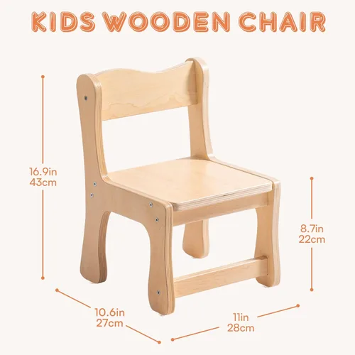 Vista 3 de ROBOTIME Sillas de madera para niños, 2 sillas para mesa para sala de juegos, muebles de madera para sala de juegos, muebles para niños para comer