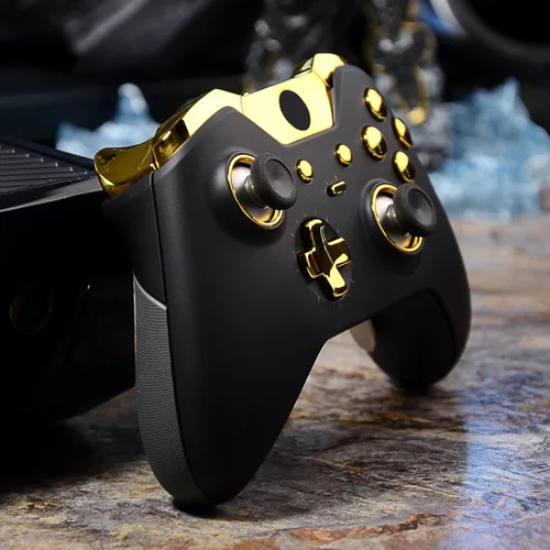 Vista 6 de eXtremeRate LB RB LT RT Bumpers Triggers D-Pad ABXY Start Back Sync Buttons, Chrome Gold Full Set Buttons Repair Kits with Tools for Xbox One