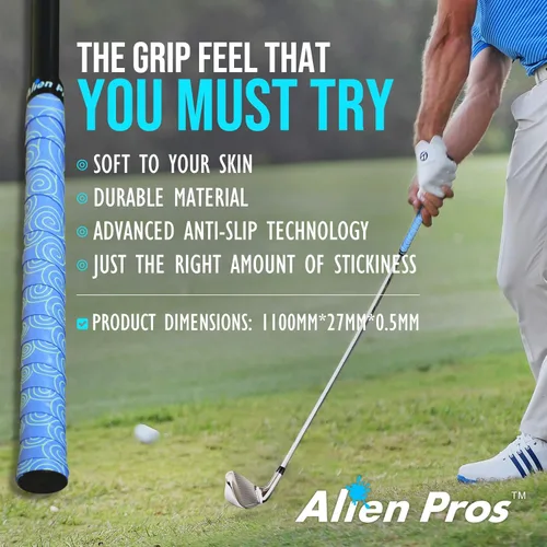 Vista 4 de ALIEN PROS Paquete de 6 cintas de envoltura de agarre de golf Blue Clouds & Lovely Hearts Mix - ReGrip en 1 minuto