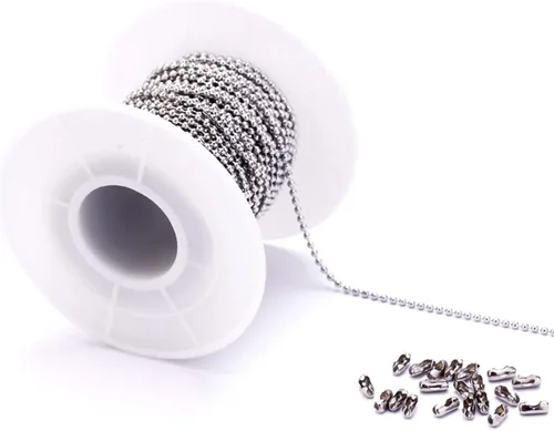 Vista 11 de Tiparts - Cadena con cuentas de bolas de 9.1 m de acero inoxidable de 18K dorado, con 20 broches conectores, juegos de cadena de cuentas de bolas