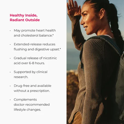 Vista 4 de ENDUR-ACIN - Suplemento de niacina, salud cardíaca y equilibrio saludable de colesterol, liberación prolongada para una absorción óptima, sin