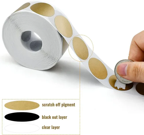 Vista 3 de 1 rollo de 1000 calcomanías redondas de 1 pulgada, etiquetas autoadhesivas para boletos de lotería, manualidades, juegos de rifa, creación