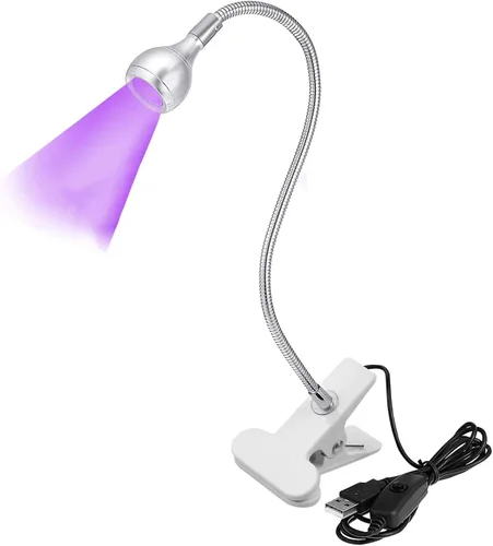 Vista 8 de Luz de escritorio LED UV de 36 W con caja de almacenamiento, luz de escritorio de cuello de cisne flexible con interruptor, luz de lámpara de curado
