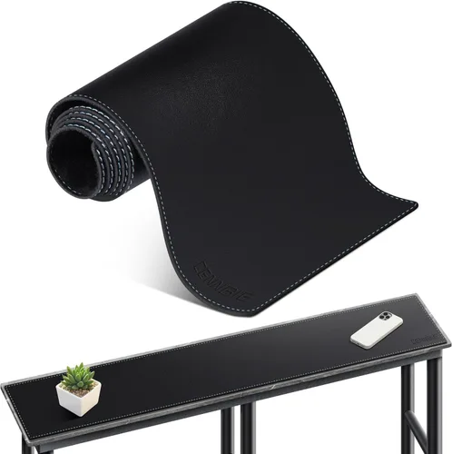 Vista 23 de CENNBIE Tapete de escritorio de cuero, 55 x 19.6 pulgadas, protector de escritorio extra grande, alfombrilla antideslizante extendida, alfombrilla