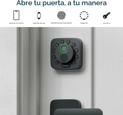 Vista 2 de ULTRALOQ Bolt SE Smart Lock, Wi-Fi integrado, materia sobre hilo, funciona con Apple Home, Alexa, Google, cerrojo de entrada sin llave 7 en 1