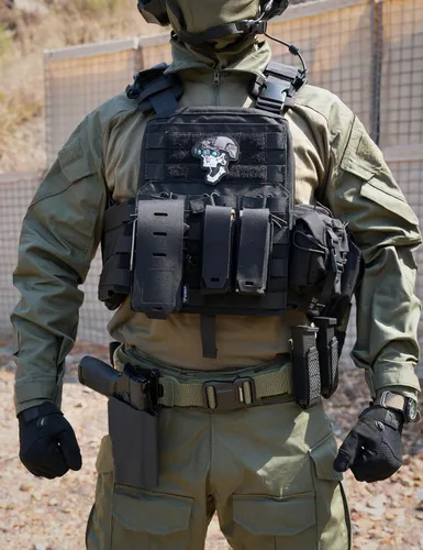 Vista 6 de IDOGEAR SPORTS Cinturón táctico resistente MOLLE de liberación rápida con 1.5 "/2 "exterior interior para hombres al aire libre Paintball Airsoft