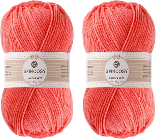 Vista 13 de 2 piezas de hilo para ganchillo, se siente suave, 280 yardas, colores surtidos, hilo acrílico de 4 capas para ganchillo y tejer a mano - rojo Rojo