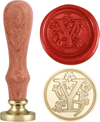 Vista 22 de Yoption Classic timbre para estampar en cera, 26 letras de la A a la Z, retro, s