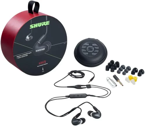 Vista 2 de Shure AONIC 4 auriculares con aislamiento de sonido con cable, sonido detallado, híbrido de doble controlador, ajuste seguro en la oreja, cable