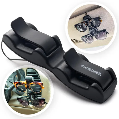 Vista 10 de Superior Essentials Soporte para lentes de sol para visera de automóvil, soporte para lentes de sol con doble extremo, soporte universal para lentes