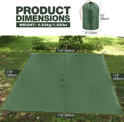 Vista 3 de Lona impermeable REDCAMP para acampar, de 91x210cm, 139x210cm, 180x210cm, 208x208cm, 241x210cm, toldo multifuncional 4 en 1 de gran espacio