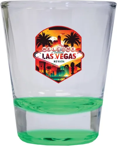 Vista 5 de R and R Imports Las Vegas Nevada Design A Souvenir - Vaso de chupito redondo de 1.5 onzas, color azul, paquete de 2