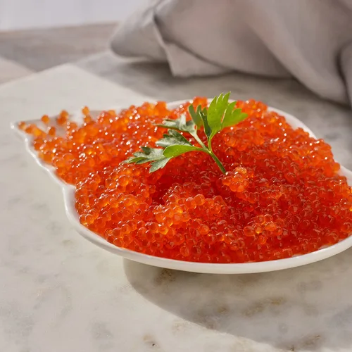 Vista 3 de Red Pearl - 2 caviar de salmón rojo – Huevas de salmón de Alaska – Caviar ligeramente salado en lata de 1 libra o 16.01 oz