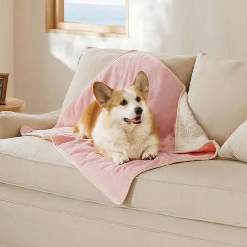 Vista 111 de Bedsure - Mantas impermeables para perros pequeños - Manta de felpa de sherpa con impresión suave lavable para perros y gatos, protector de muebles