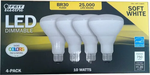 Vista 2 de Feit - Bombillas LED regulables BR30 de 65 vatios, 10 vatios usados, paquete de 4