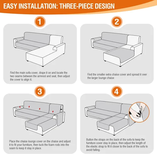 Vista 6 de Fundas de sofá modular, 100% impermeables, en forma de L, 3 piezas, reversible, para sofá seccional, muebles, funda protectora para mascotas