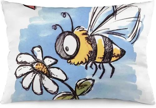 Vista 15 de Funda de almohada lumbar rosa con margaritas para exteriores, de 16 x 24 pulgadas, a la moda, con cremallera, diseño de impresión de doble cara