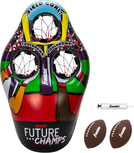 Franklin Sports Juego de lanzamiento de objetivos de fútbol para niños, juguete inflable de tiro con mini pelotas de fútbol suaves - Divertido juego
