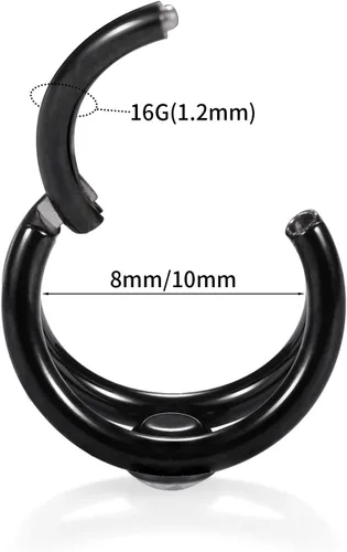 Vista 2 de Anillo Clicker de Acero Quirúrgico 316L para Tabique Nasal, Aro para Nariz, Aro Durmiente, Pendiente de Aro, Hélix, Rook, Conch, Cartílago, Daith