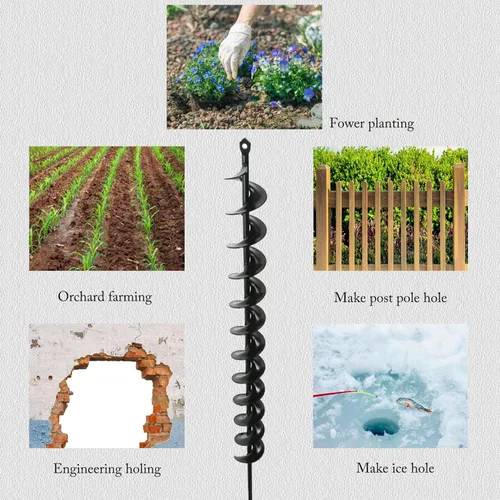 Vista 6 de Broca de taladro de tierra de metal de 1.75 pulgadas de ancho y 24 pulgadas de largo, broca de acero para bricolaje con unidad hexagonal