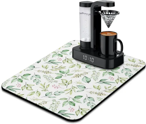 Vista 67 de Tapete de barra de café para encimeras 19inx12in, absorbente para ocultar las manchas, antideslizante, accesorios para bar de cafetería, cabe debajo