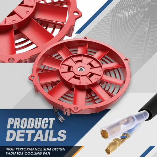 Vista 4 de Kit de ensamblado de ventilador eléctrico Dynasty de refrigeración de alto rendimiento para automóvil, Rojo