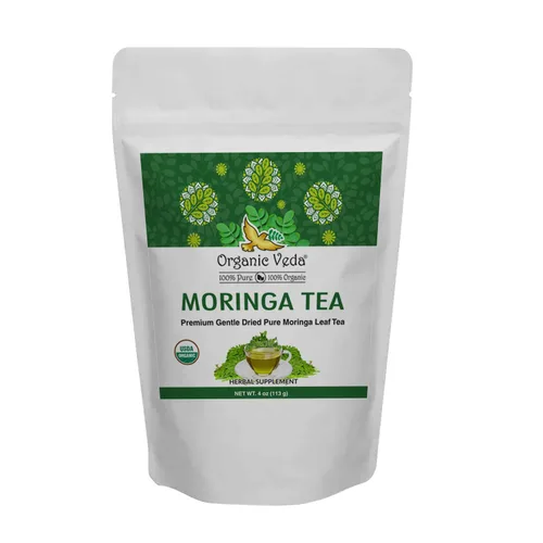 Vista 10 de Organic Veda Hojas de Té de Moringa - Verdaderos Antioxidantes Verdes Ricos, Té de Hojas Sueltas de Moringa Oleifera 100% Orgánico de Origen Único