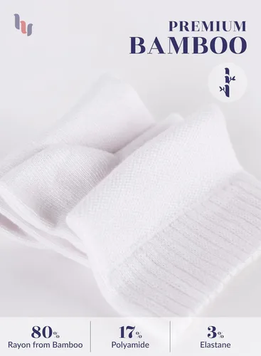 Vista 5 de Hugh Ugoli - Calcetines diabéticos para hombres, calcetines sueltos de tobillo, rayón derivado del bambú, extra anchos, delgados, punta sin