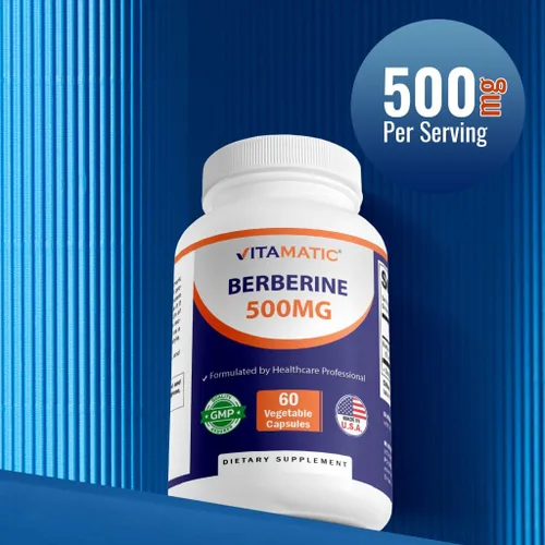 Vista 6 de Vitamatic Suplemento de berberina de 500 mg, 60 cápsulas vegetales, fabricado en los Estados Unidos, sin gluten, sin OMG (1 botella)