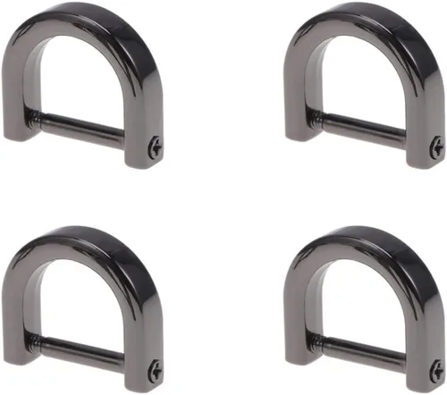 Artibetter Anillos en D con grillete de herradura en forma de U, anillo D de cuero, llavero accesorios para correa, 4 piezas