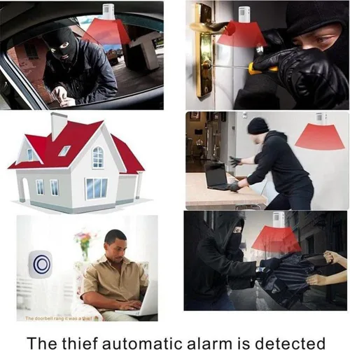 Vista 6 de Alarma inalámbrica de seguridad para el hogar, alerta de entrada de Enegg y timbre de timbre de puerta de visitante con 1 receptor enchufable y 2