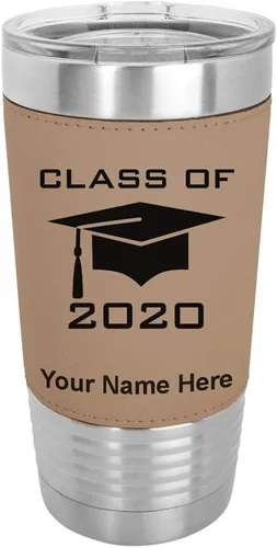 Vista 21 de LaserGram Vaso aislado al vacío de 20 onzas, con grabado personalizado incluido (piel sintética, estilo béisbol)