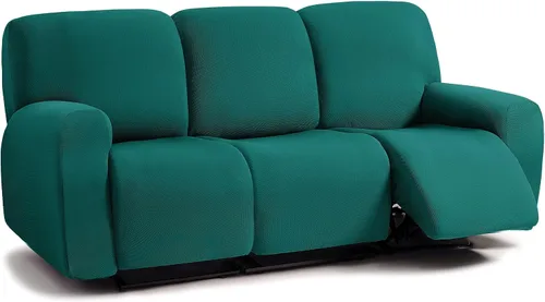 Vista 24 de ULTICOR - Juego de 8 fundas para sofá reclinable de jacquard, fundas elásticas para sofá reclinable para 3 cojines, fundas gruesas, suaves y Gris