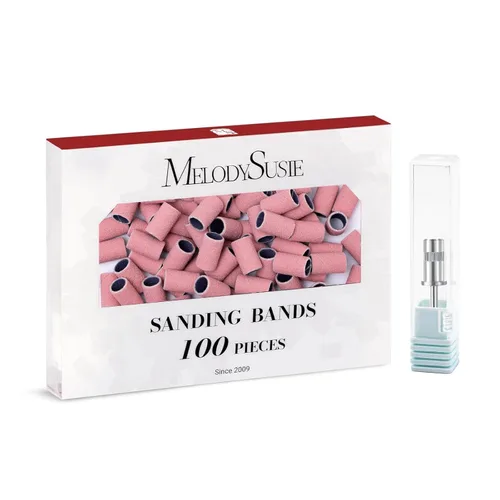 Vista 32 de MelodySusie - Broca de mandril de cristal para uñas, 3/32'' de fácil extracción, brocas para uña con bandas de lijado, adecuadas para uñas Rosa