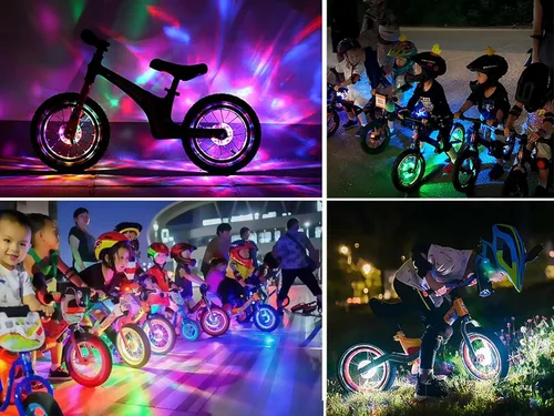 Vista 4 de Luces de rueda de bicicleta, luces de rueda de bicicleta para conducción nocturna, luz de radios de bicicleta con visibilidad de 360°, detección