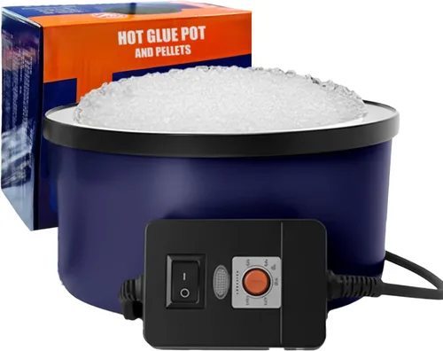 Olla eléctrica de pegamento para manualidades con pellets de 1 libra, temperatura ajustable de 225-400 °F, olla caliente de 5.4 fl oz, diámetro de