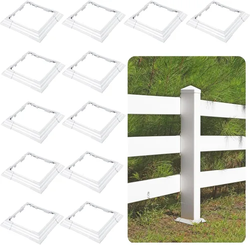 Vista 8 de Falda de vinilo ajustable para postes de vinilo de 6 x 6 pulgadas, base blanca, envoltura de columna de porche para rieles de escalera de madera