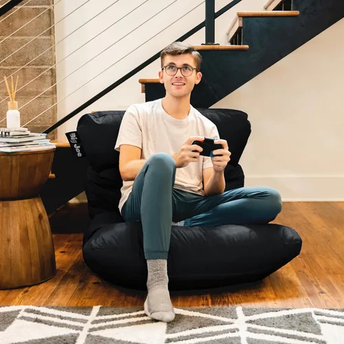 Vista 141 de Big Joe Roma Puf, Sherpa de avena y grafito, gamuza vegana, 3 pies