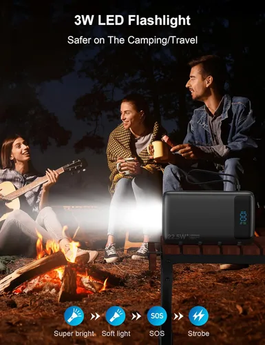 Vista 7 de Cargador portátil de 27000 mAh, banco de energía con cable integrado para iPhone serie 16/15, batería de carga rápida con pantalla LED de entrada