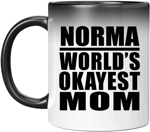 Designsify Gifts, Norma World's Okayest Mom, 11oz Color Changing Mug Ceramic Heat Sensitive Magic Tea-Cup - for Birthday Anniversary Christmas