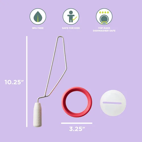 Vista 2 de Chef'n Agitador de mantequilla de maní natural, se adapta a la mayoría de tarros de mantequilla de maní y masón, rojo/inoxidable