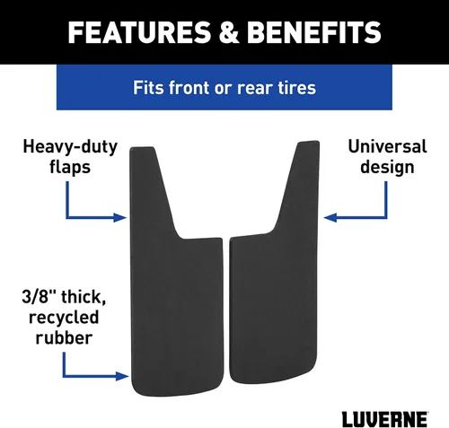 Vista 3 de LUVERNE 251020 Guardabarros universales delanteros o traseros de goma texturizada de 12 pulgadas x 20 pulgadas, 2 solapas